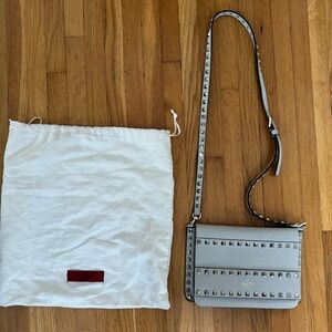 Valentino Garavani Light Gray Rockstud Leather Crossbody